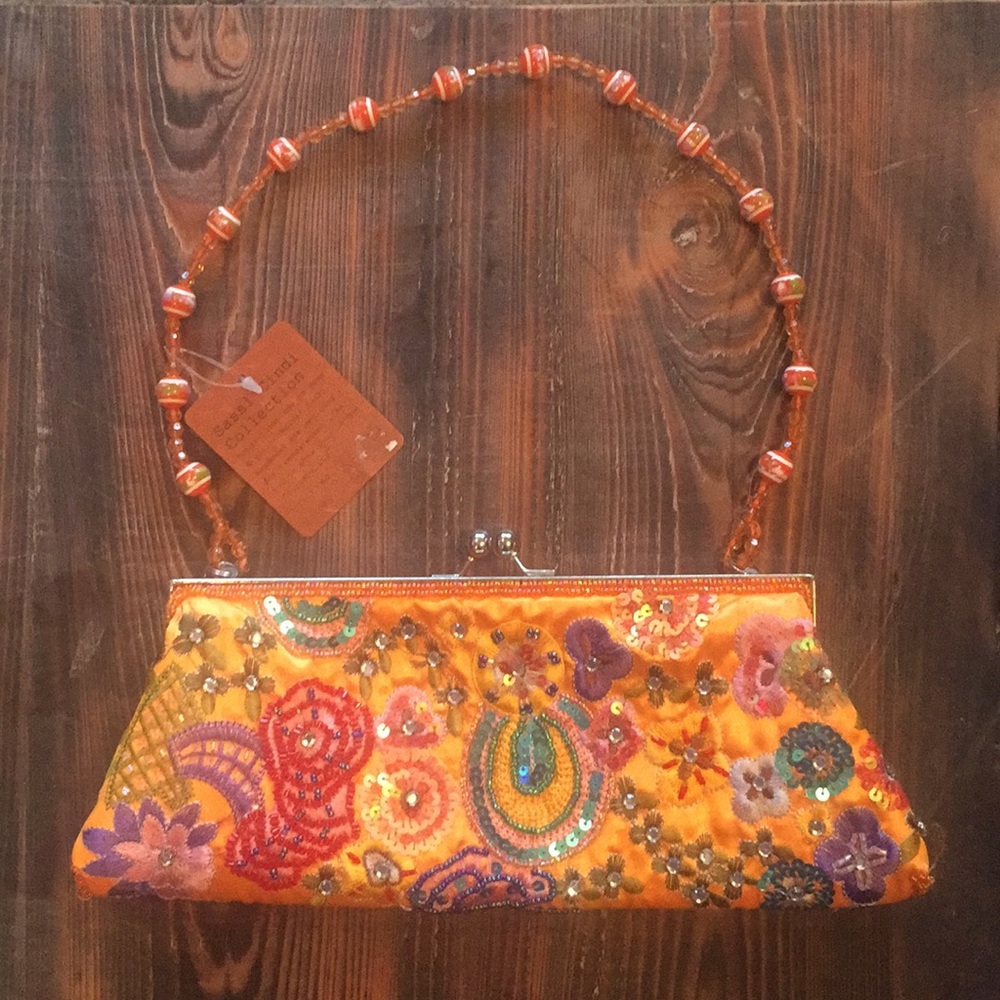 Bohemian Orange Flower Rhinestone Purse